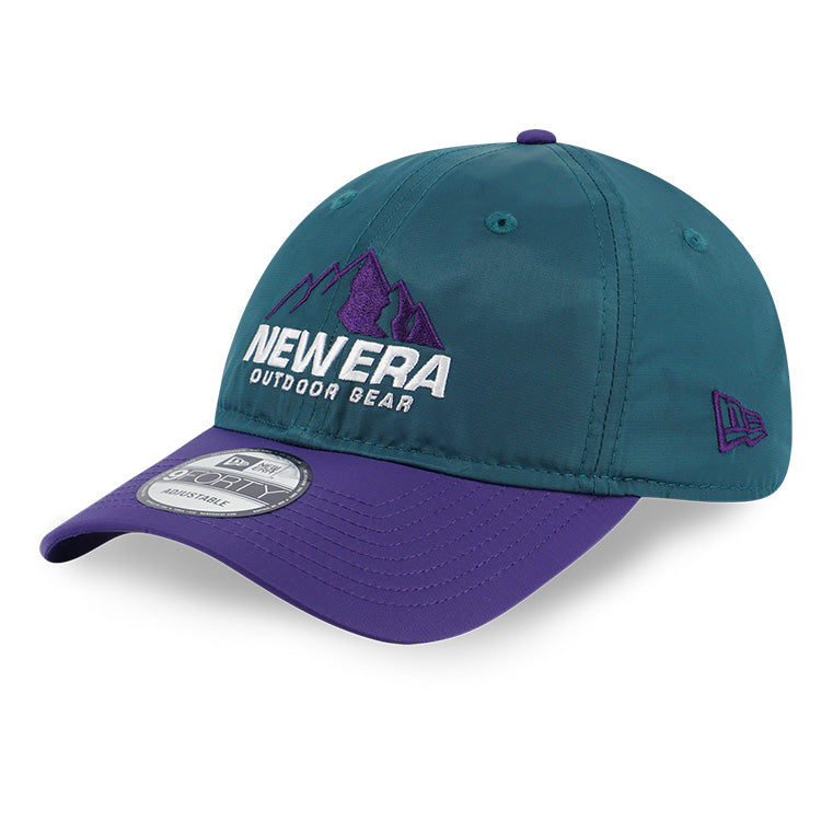 New Era Mountain Logo Outdoor Bold Color Dark Green on Purple 9FORTY Unstructured Cap