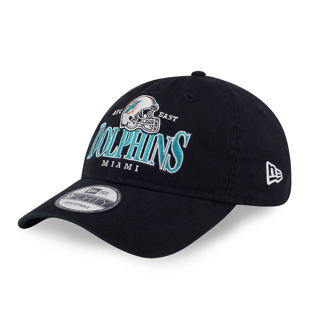 Miami Dolphins NFL Helmet Black 9FORTY Unstructured Adjustable Cap