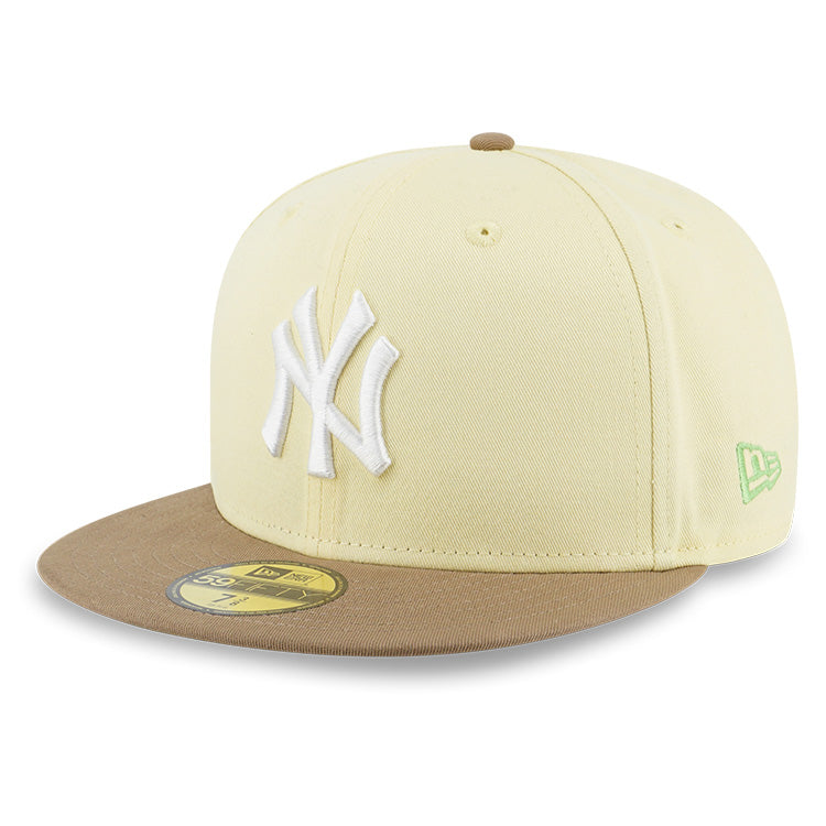 New York Yankees MLB Lemon Tea Baby Yellow Khaki 59FIFTY Fitted Cap