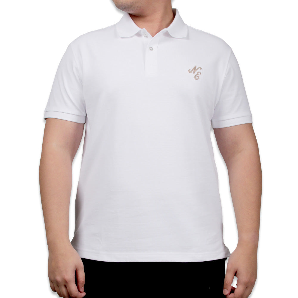 New Era Script Essential White Short Sleeve Polo Shirt