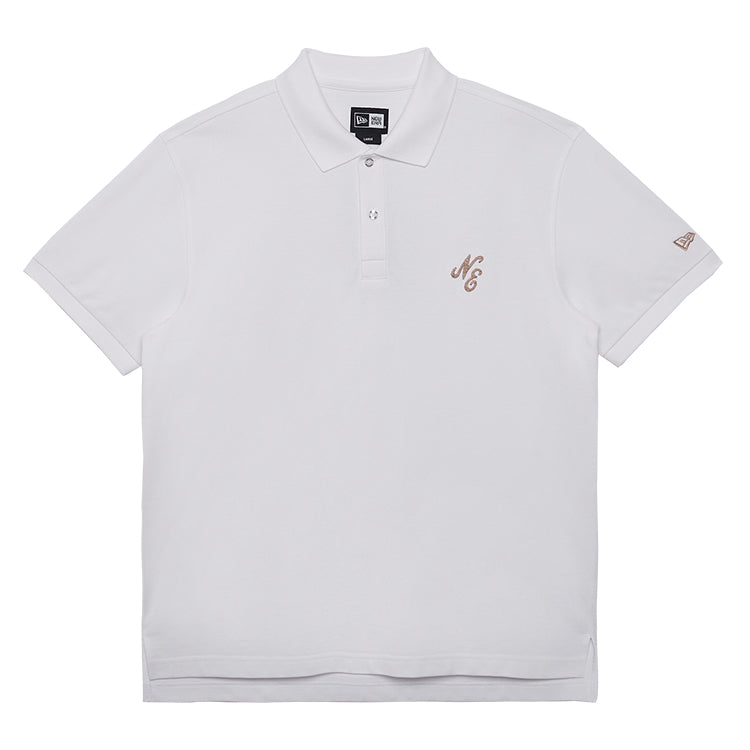 New Era Script Essential White Short Sleeve Polo Shirt