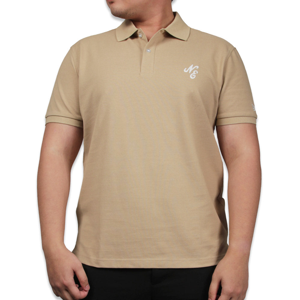 New Era Script Essential Khaki Short Sleeve Polo Shirt