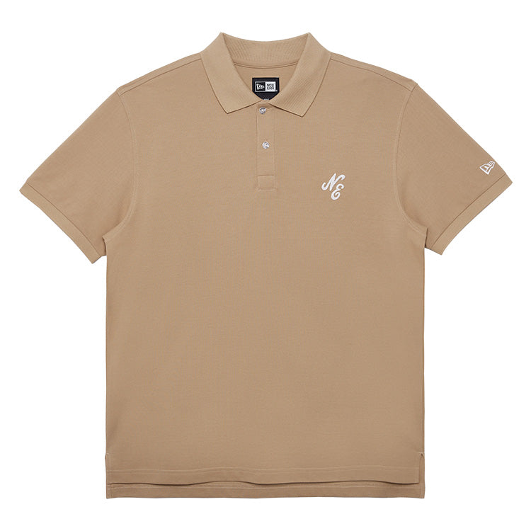 New Era Script Essential Khaki Short Sleeve Polo Shirt