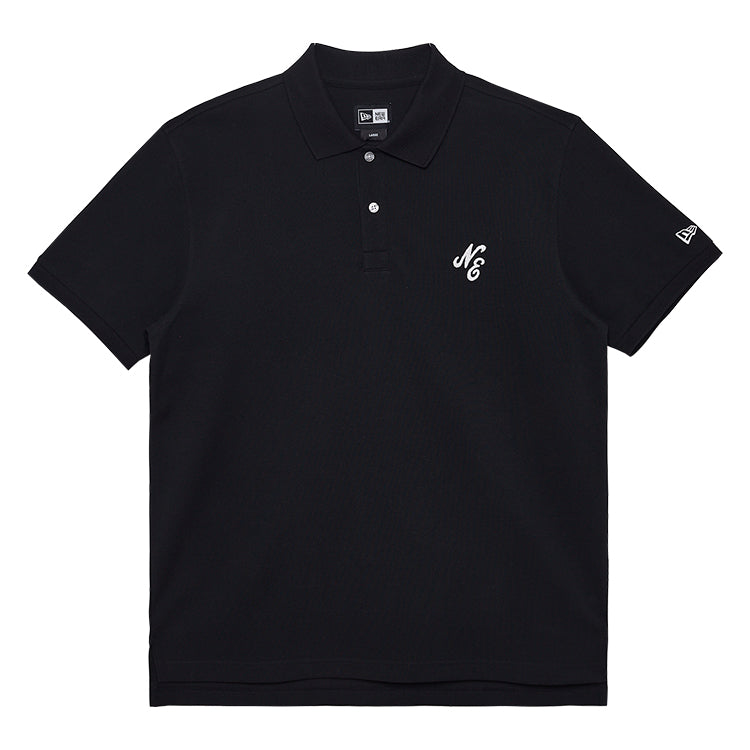 New Era Script Essential Black Short Sleeve Polo Shirt