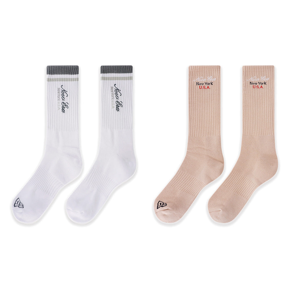 New Era Basic White and Oat Milk Socks