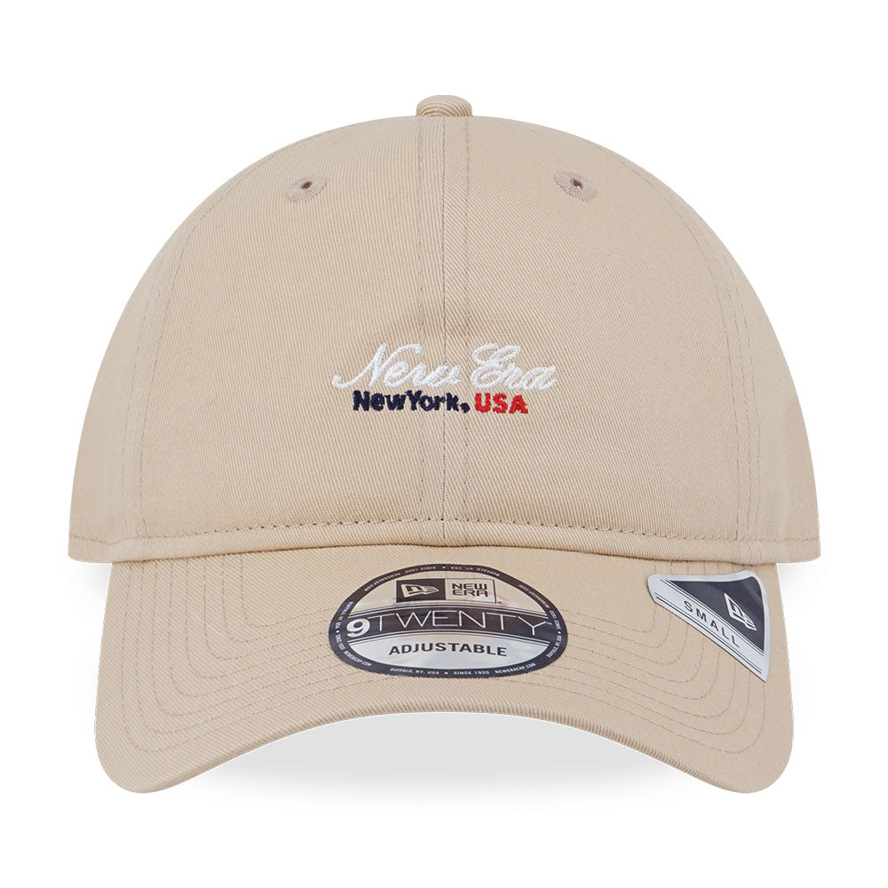 New Era Basic White Script Logo Oat Milk 9TWENTY Small Adjustable Cap