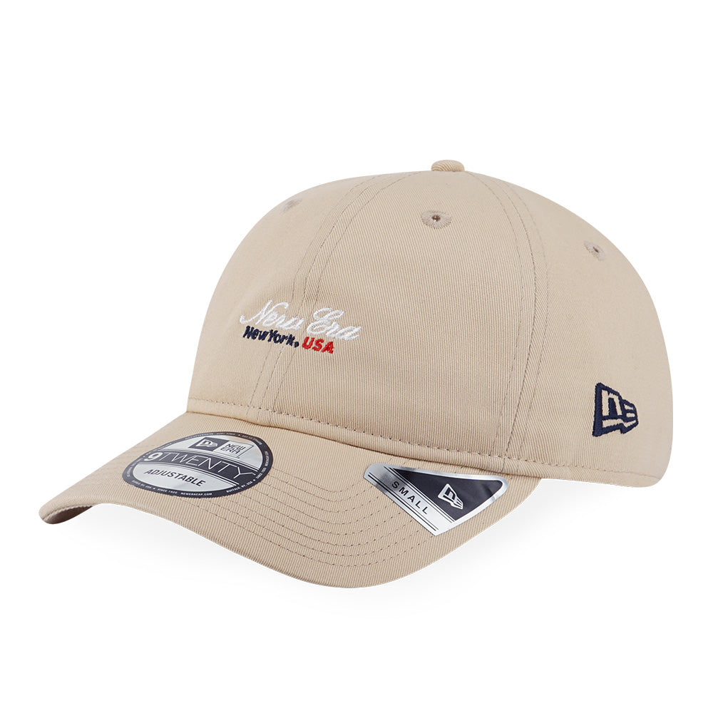 New Era Basic White Script Logo Oat Milk 9TWENTY Small Adjustable Cap