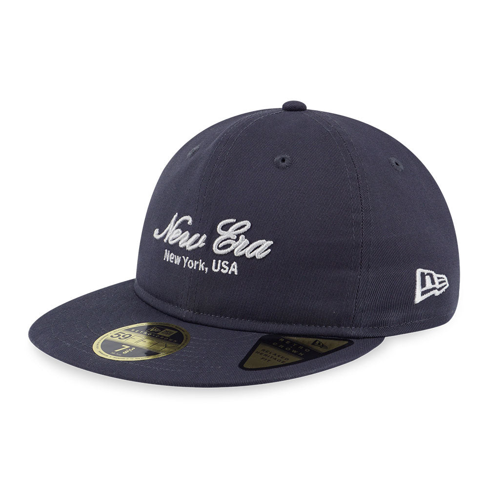 New Era Basic White Script Logo Graphite Retro Crown 59FIFTY Fitted Cap