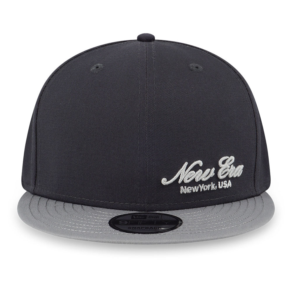 New Era Basic White Script Logo Graphite 9FIFTY Snapback Cap