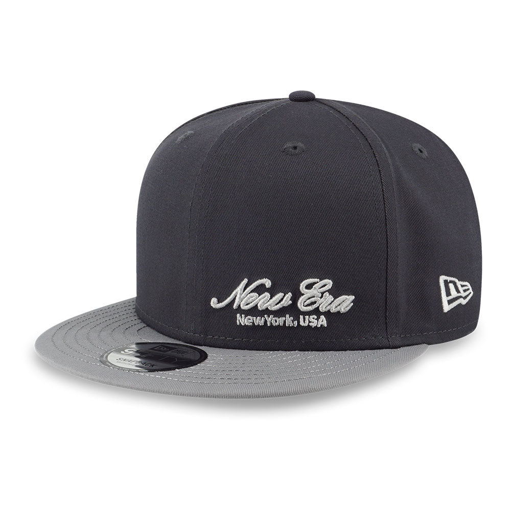 New Era Basic White Script Logo Graphite 9FIFTY Snapback Cap