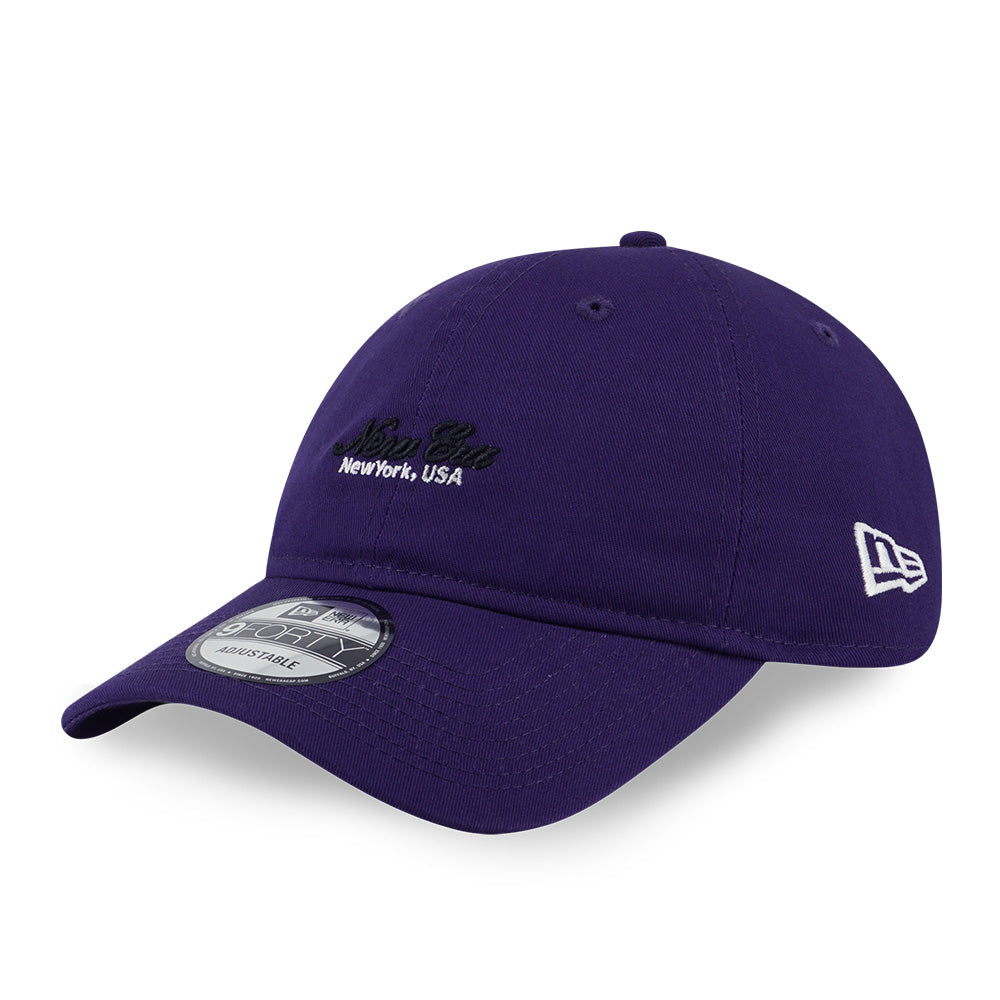 New Era Basic Black Script Logo Purple 9FORTY Unstructured Adjustable Cap