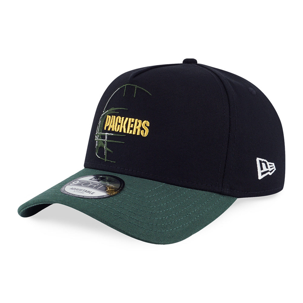 Green Bay Packers NFL Oversized Black 9FORTY A-Frame Adjustable Cap