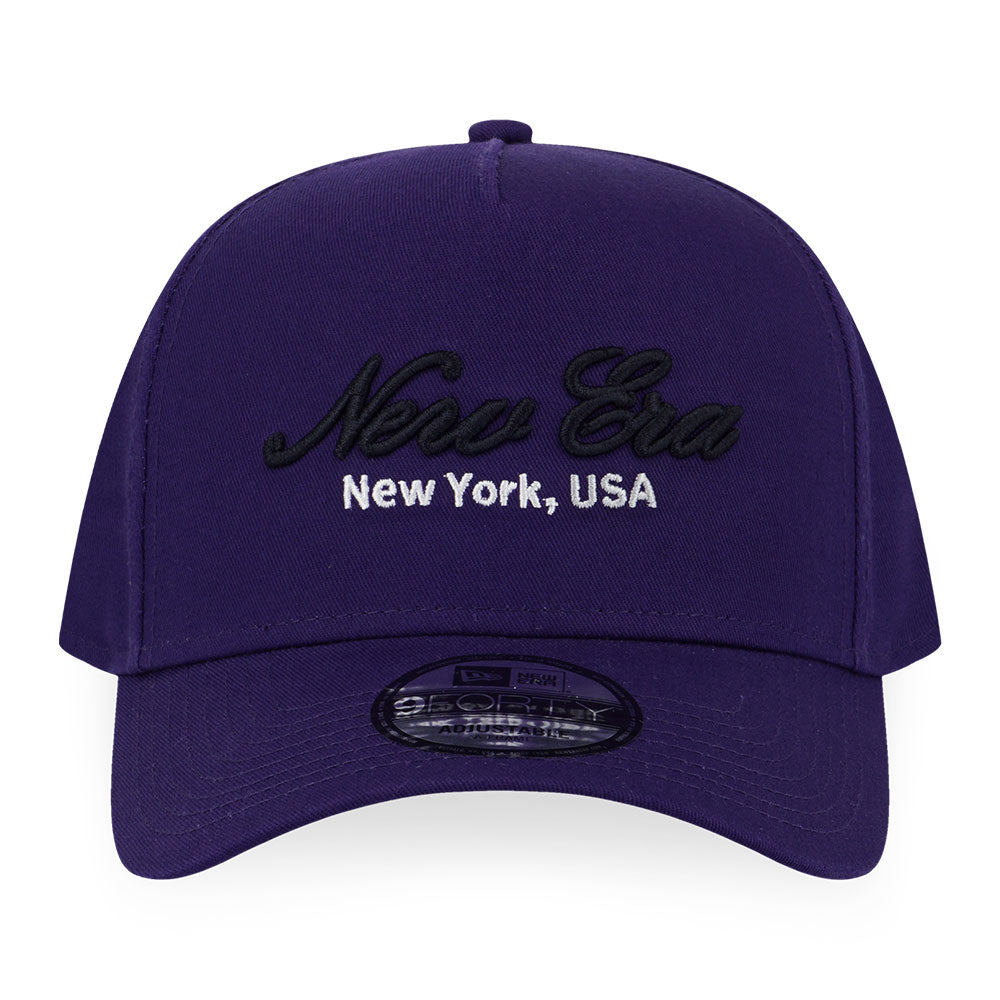 New Era Basic Black Script Logo Purple 9FORTY A-Frame Adjustable Cap