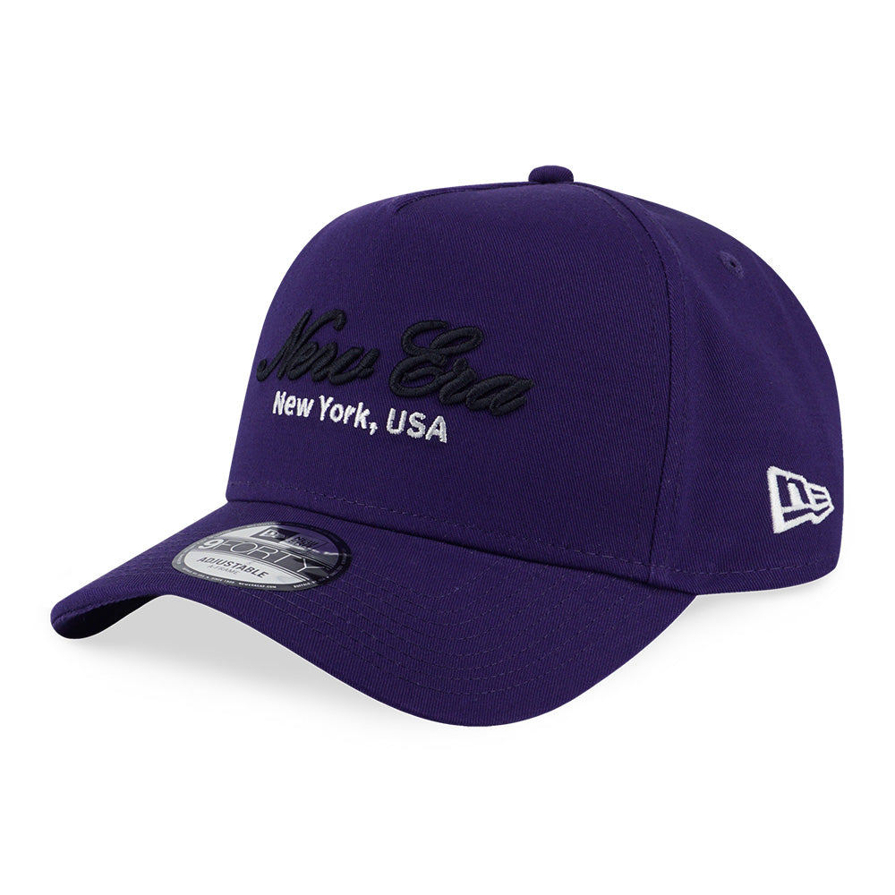 New Era Basic Black Script Logo Purple 9FORTY A-Frame Adjustable Cap