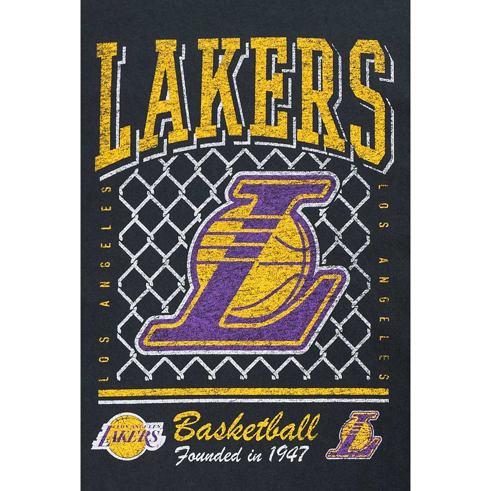 Los Angeles Lakers NBA Old School Sport AP Black Oversized Short Sleeve T-Shirt