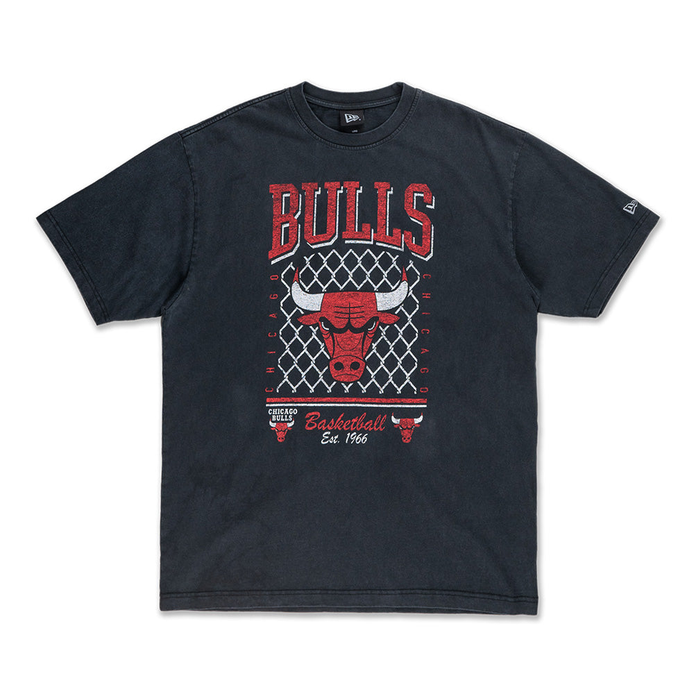 Chicago Bulls NBA Old School Sport AP Black Oversized Short Sleeve T-Shirt