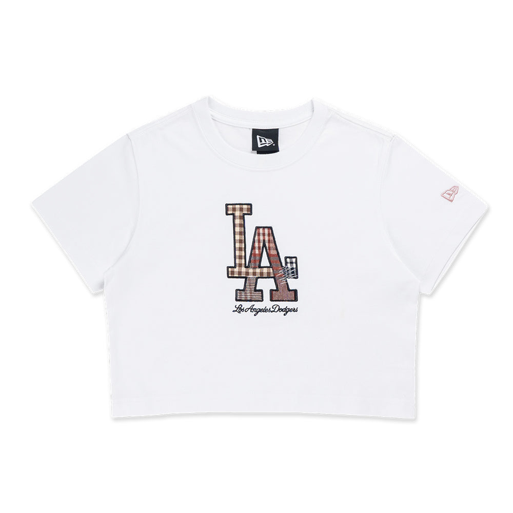 Los Angeles Dodgers MLB Preppy White Women Crop Top Tee