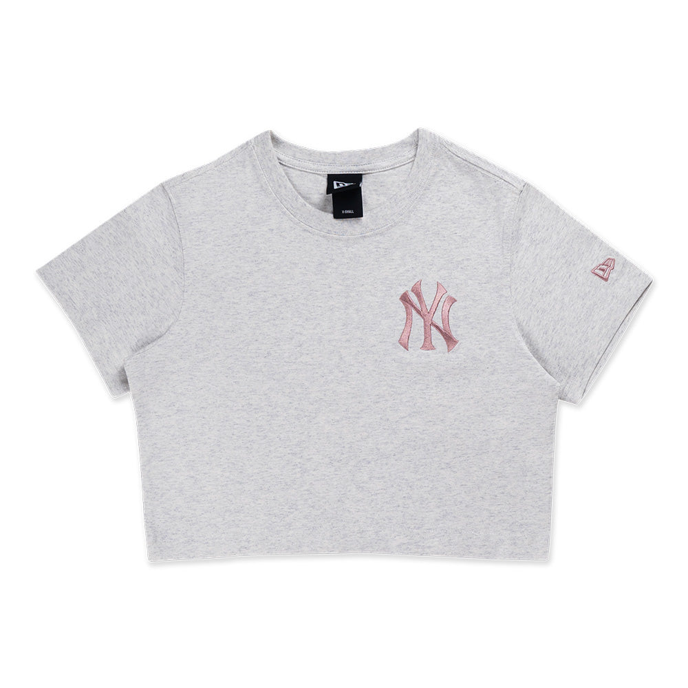 New York Yankees MLB Color Era Light Heather Grey Women Crop Top Tee