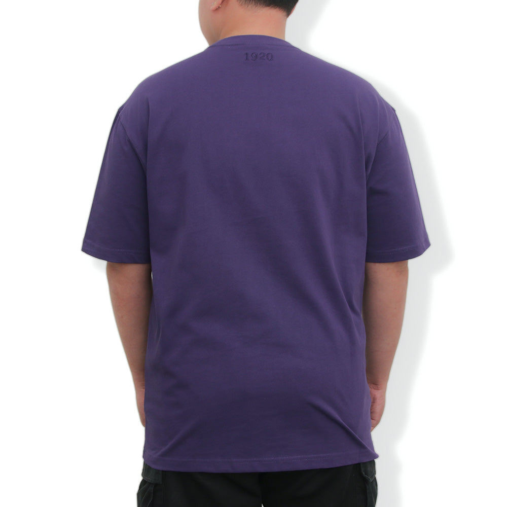 New Era Basic Black Logo Script Purple Oversized Short Sleeve T-Shirt