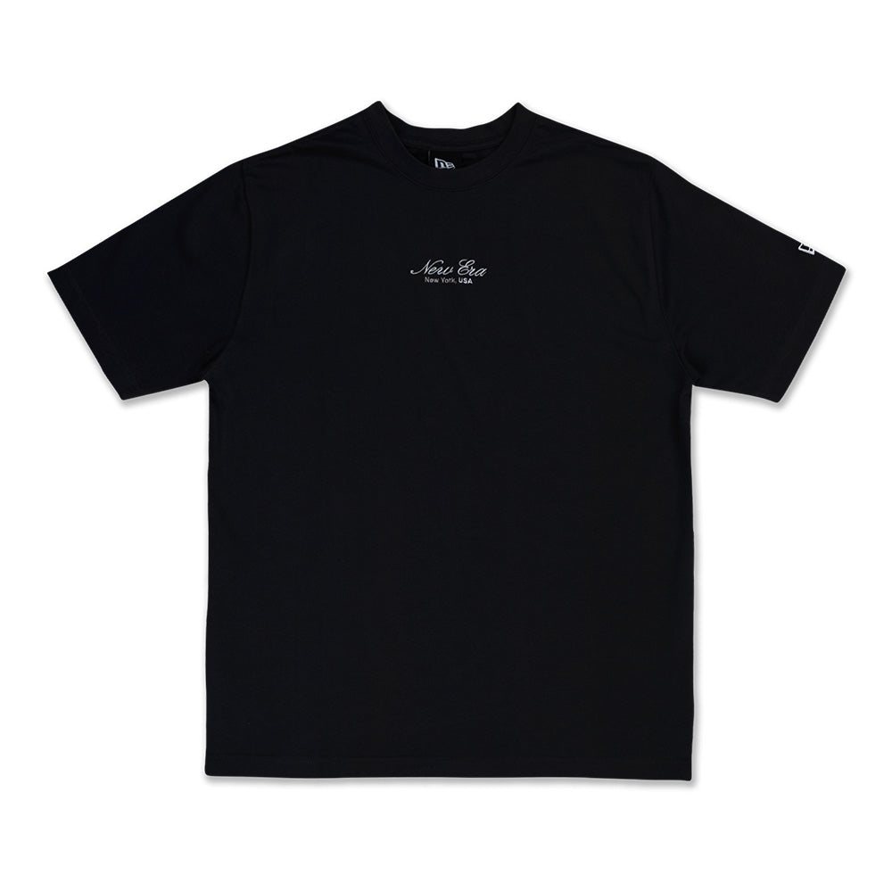 New Era Basic White Logo Script Graphite Oversized Short Sleeve T-Shirt