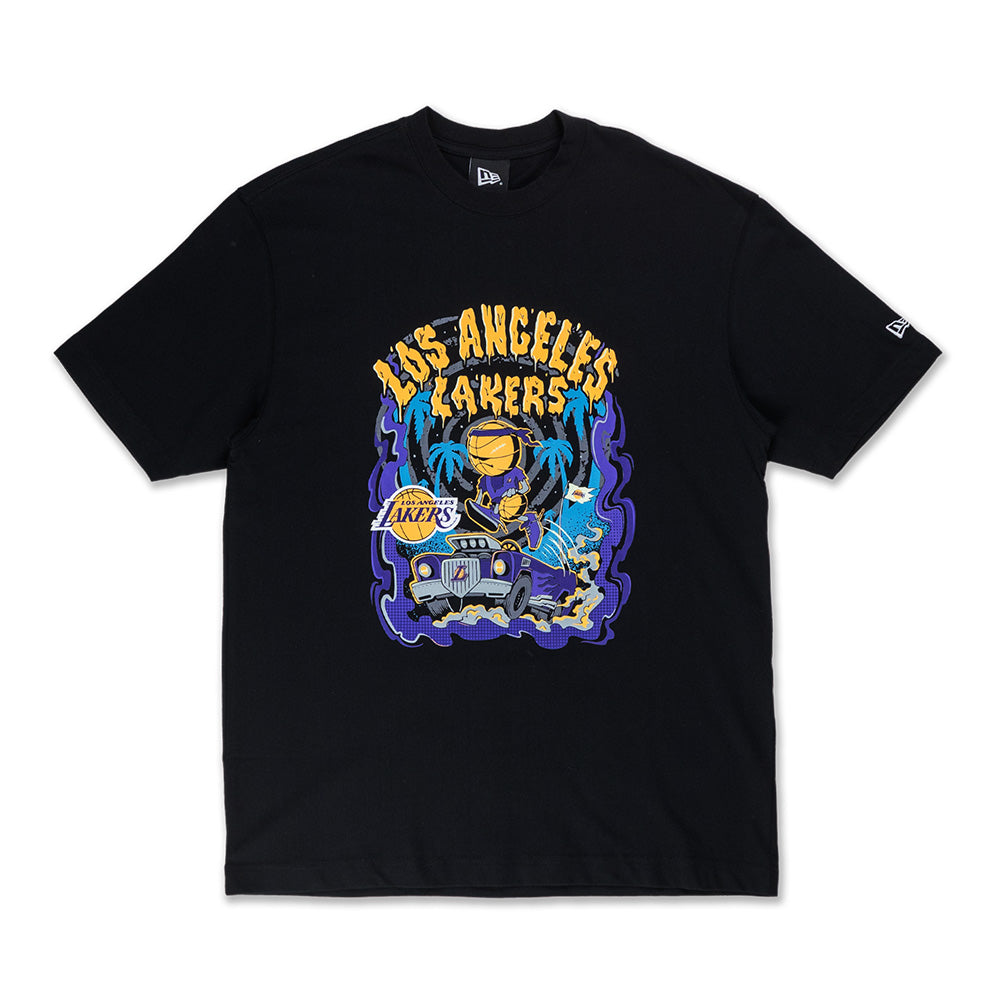 Los Angeles Lakers NBA Gnarly Black Oversized Short Sleeve T-Shirt