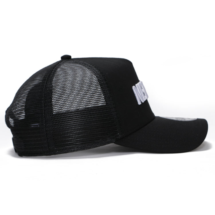 New Era Wordmark Black 9FORTY A-Frame Trucker Snapback Cap