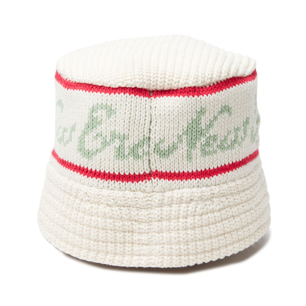 New Era Script White Knit Bucket Jacquard