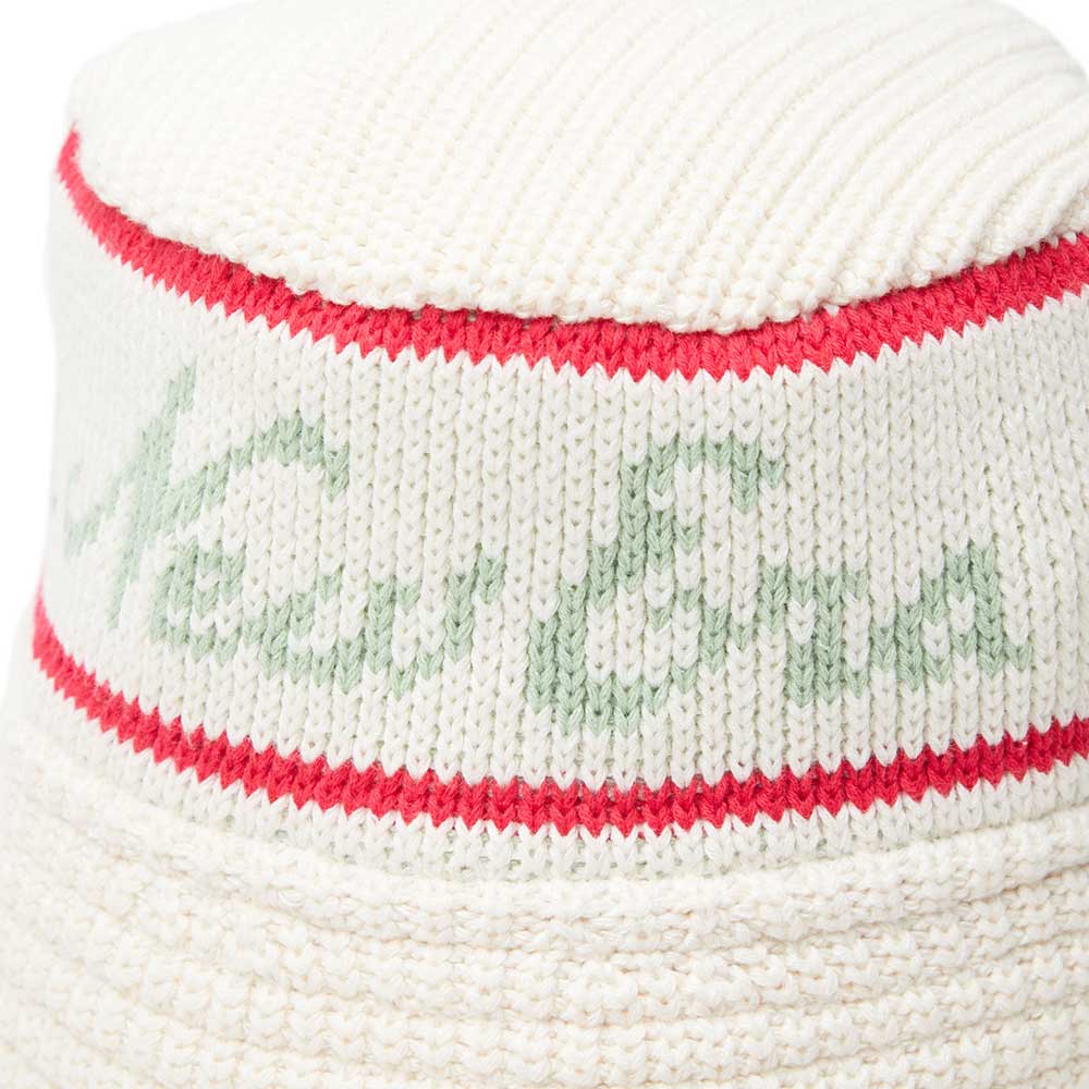 New Era Script White Knit Bucket Jacquard