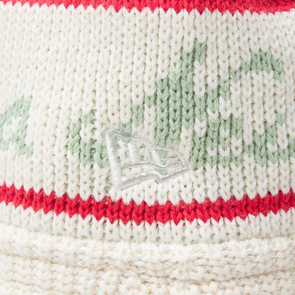 New Era Script White Knit Bucket Jacquard