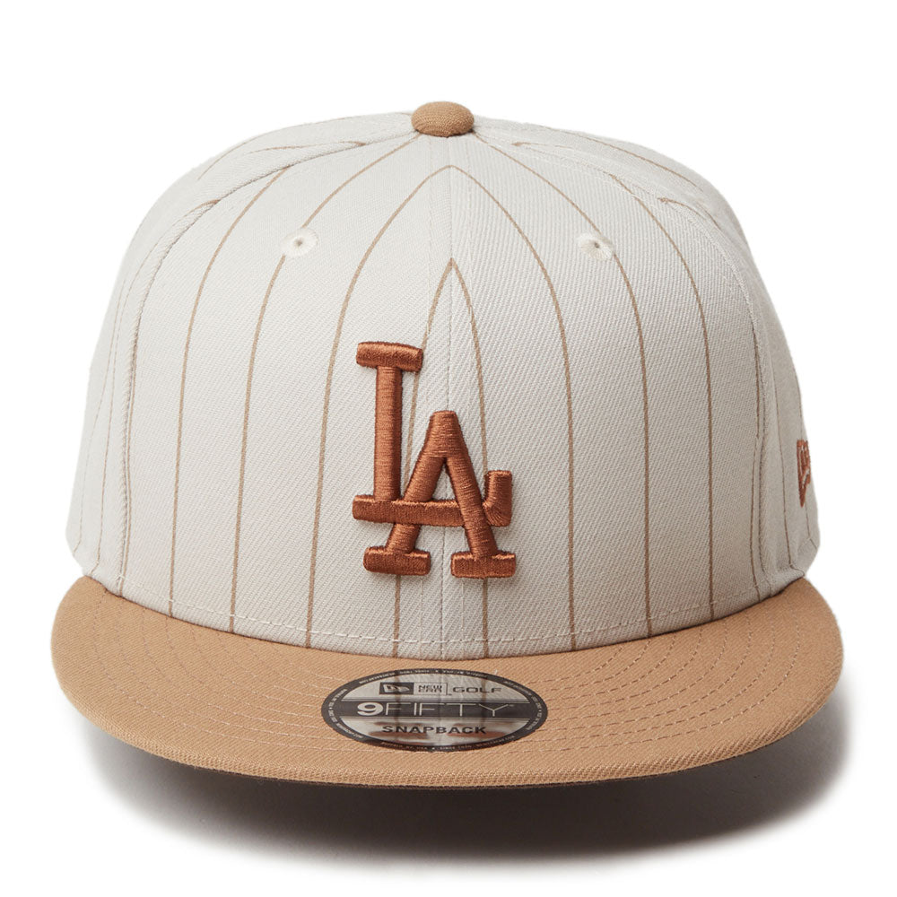 New Era Golf Los Angeles Dodgers MLB Pinstripe Stone Khaki 9FIFTY Snapback Cap