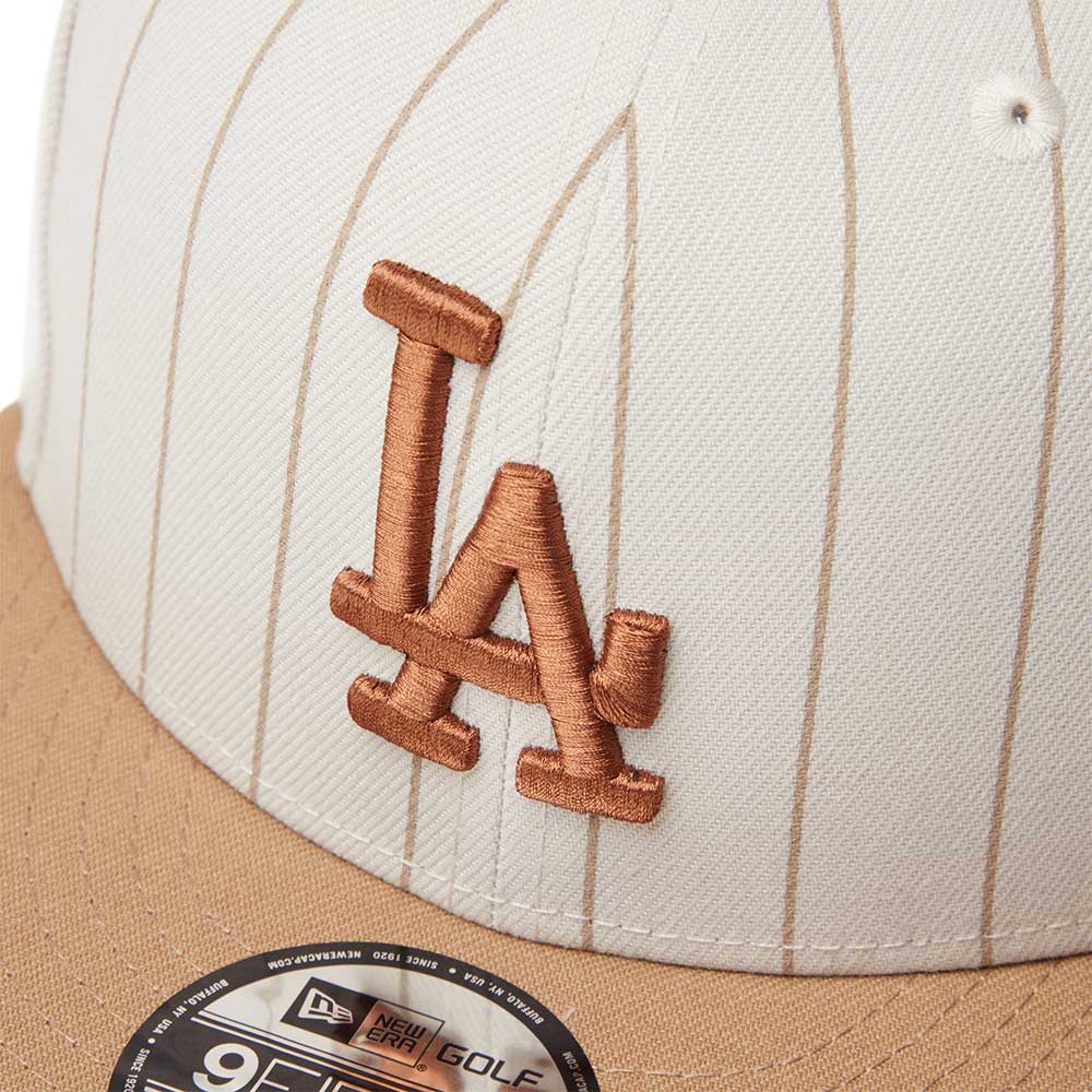 New Era Golf Los Angeles Dodgers MLB Pinstripe Stone Khaki 9FIFTY Snapback Cap