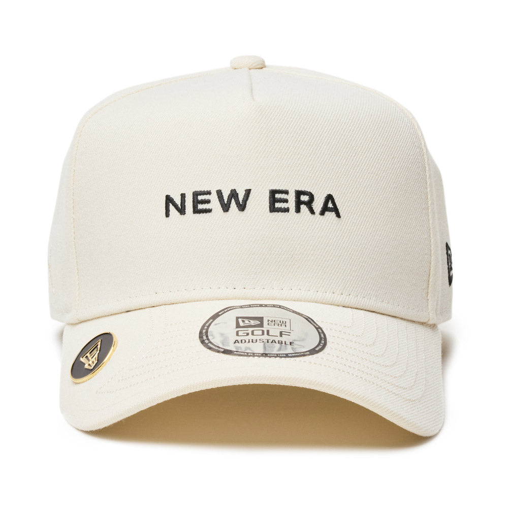 New Era Golf Wordmark NE Simple Cream 9FORTY Ballmarker Snapback Cap