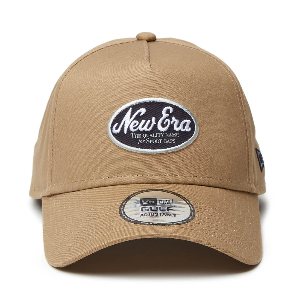 New Era Golf Script Oval Khaki 9FORTY A-Frame Stretch Snapback Cap