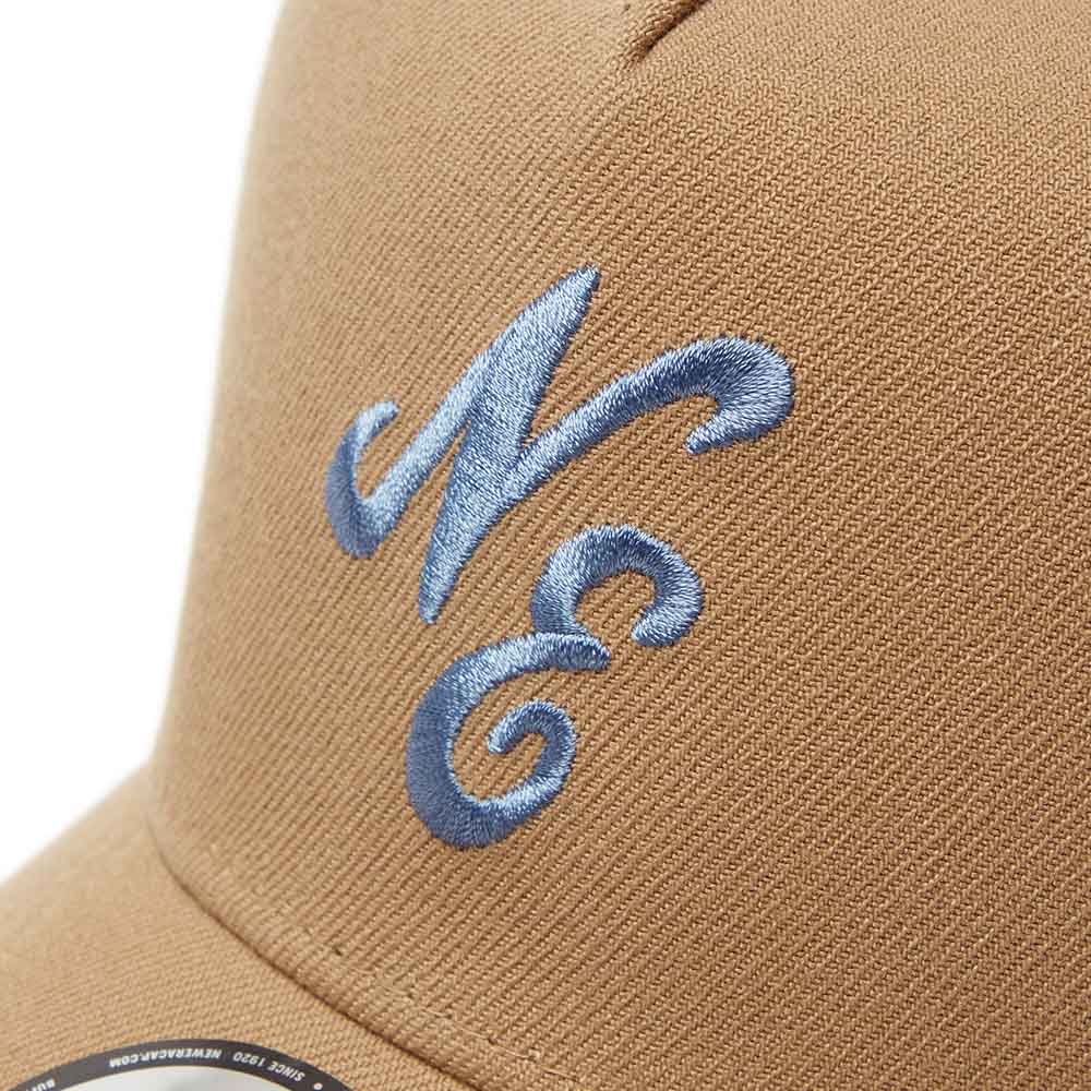 New Era Golf Script Logo Laser Khaki 9FORTY Trucker A-Frame Snapback Cap