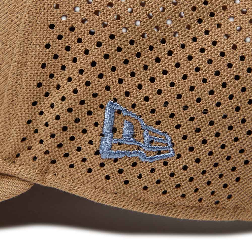 New Era Golf Script Logo Laser Khaki 9FORTY Trucker A-Frame Snapback Cap