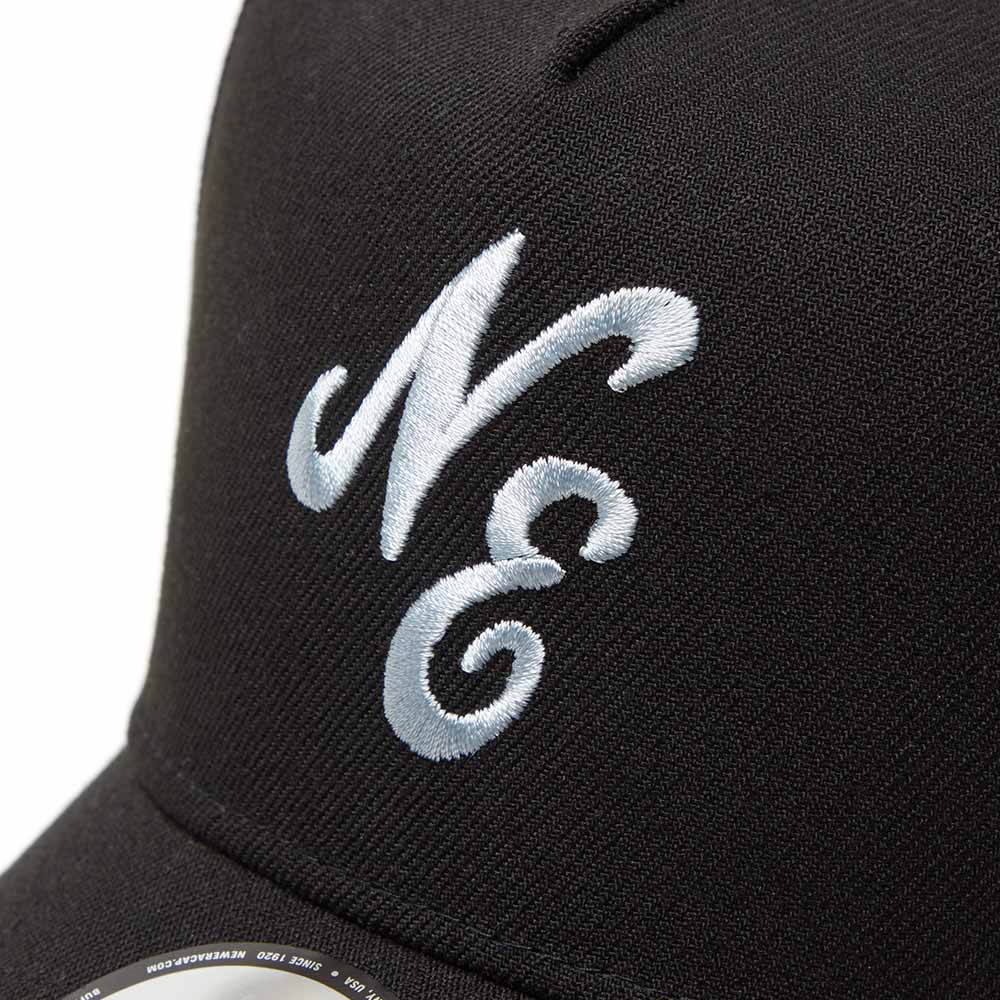 New Era Golf Script Logo Laser Black 9FORTY Trucker A-Frame Snapback Cap