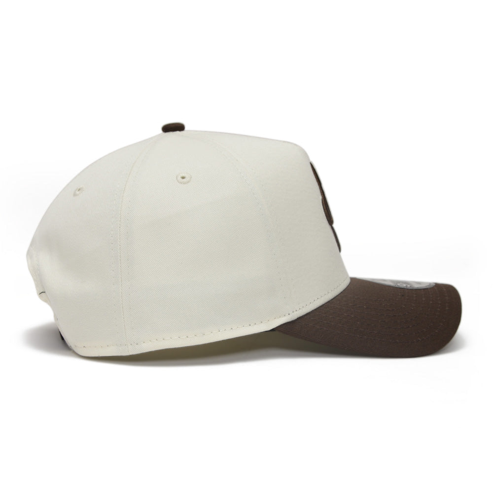 New Era Script Logo Seasonal Chrome White on Walnut 9FORTY A-Frame Snapback Cap