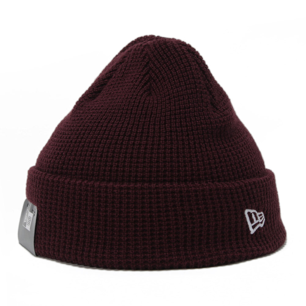 New Era Maroon Waffle Short Cuff Beanie