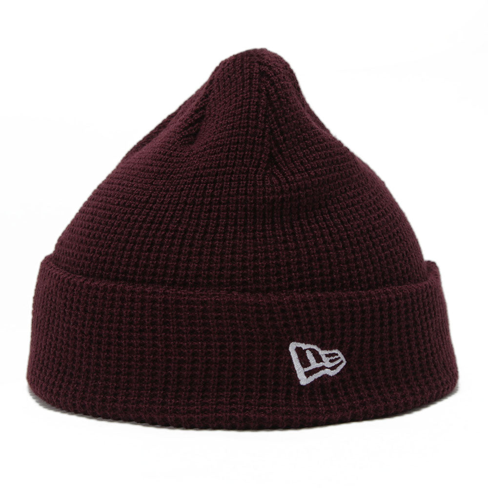 New Era Maroon Waffle Short Cuff Beanie