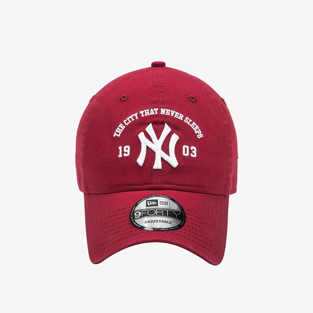 New York Yankees MLB City Slogan Arch Pinot Red 9FORTY Unstructured Adjustable Cap