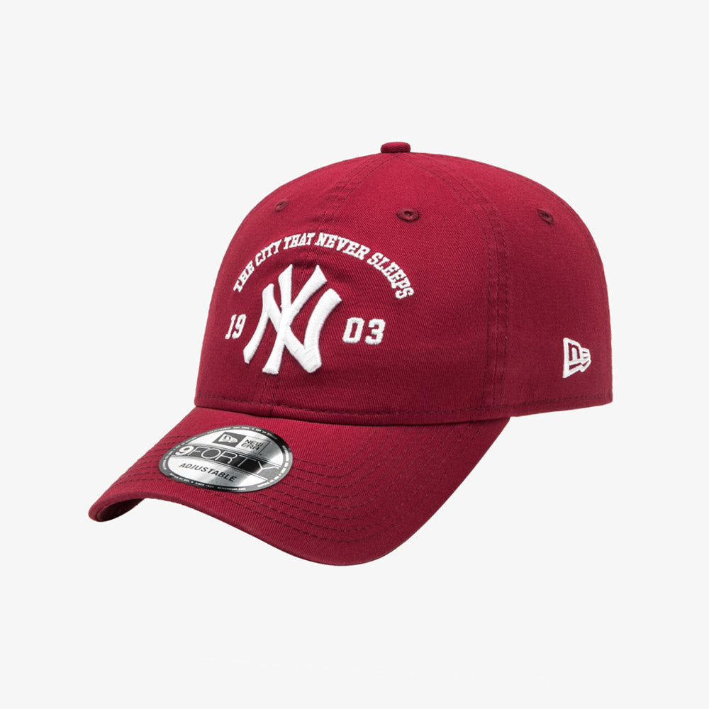 New York Yankees MLB City Slogan Arch Pinot Red 9FORTY Unstructured Adjustable Cap