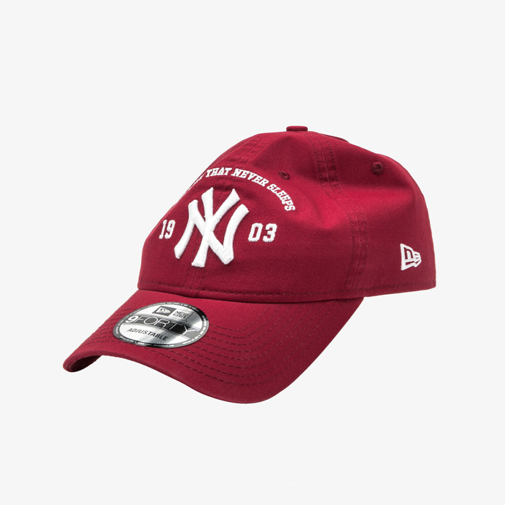 New York Yankees MLB City Slogan Arch Pinot Red 9FORTY Unstructured Adjustable Cap