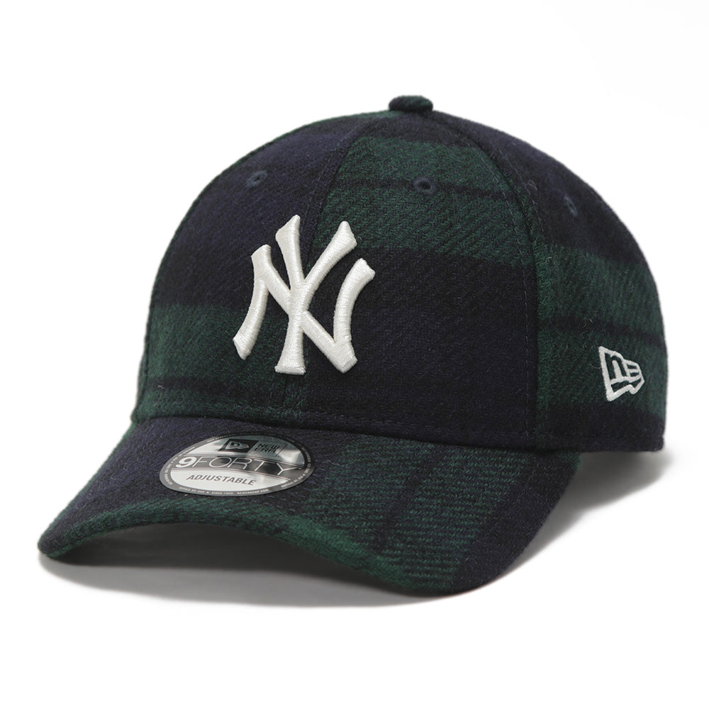 New Era New York Yankees MLB Tweed Check Navy 9FORTY Adjustable Cap