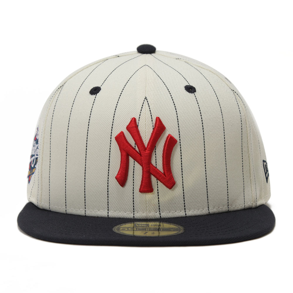 New Era New York Yankees MLB Heritage Stripe Chrome White Navy UV 59FIFTY Fitted Cap