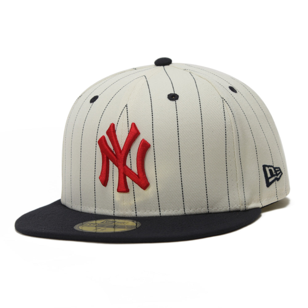 New Era New York Yankees MLB Heritage Stripe Chrome White Navy UV 59FIFTY Fitted Cap