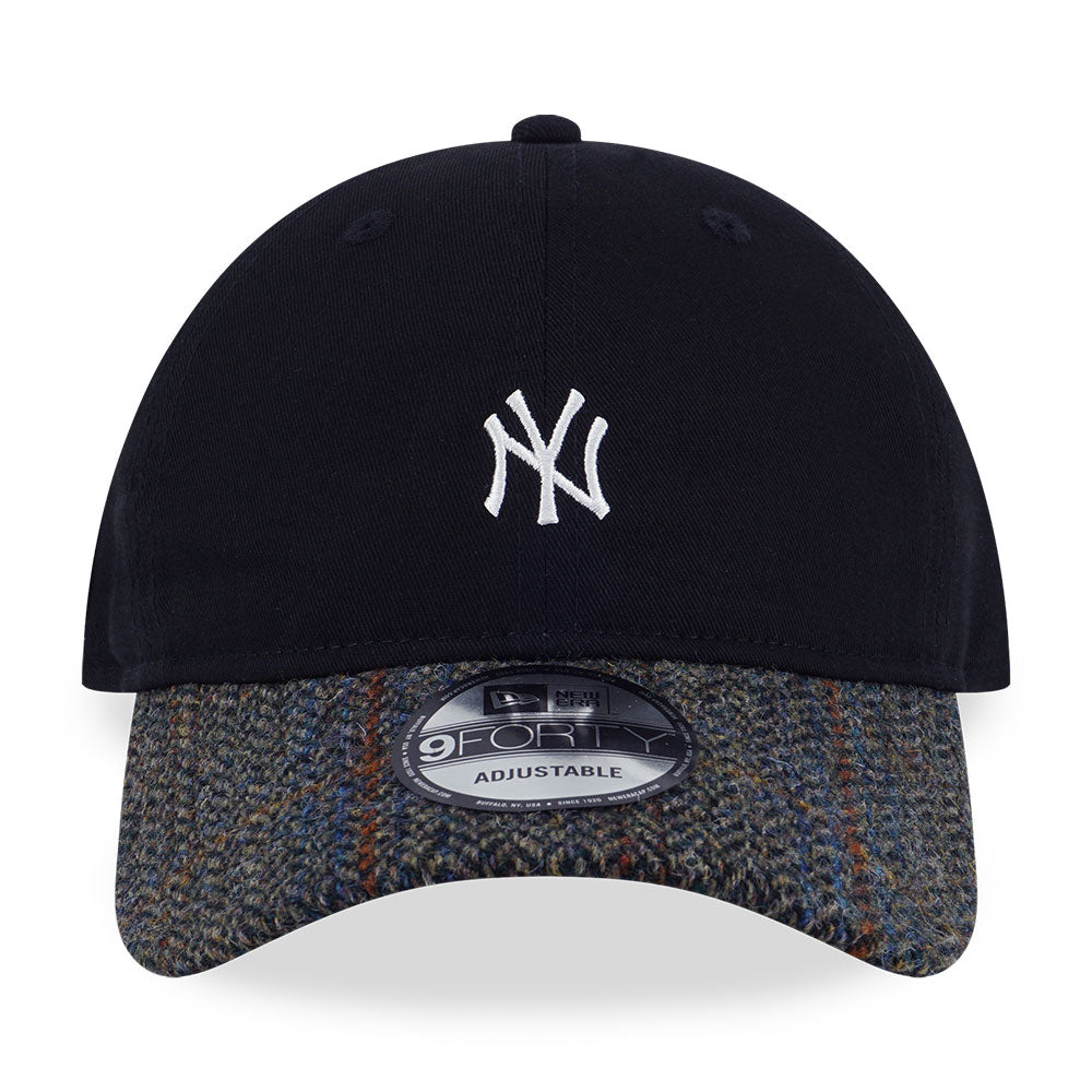 New Era New York Yankees MLB Harris Tweed Mini Logo Black 9FORTY Unstructured Adjustable Cap