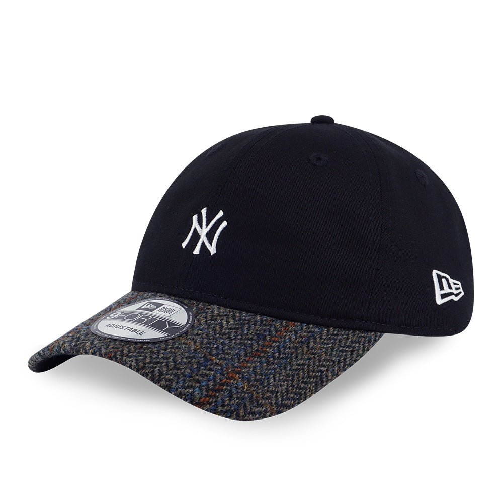 New Era New York Yankees MLB Harris Tweed Mini Logo Black 9FORTY Unstructured Adjustable Cap