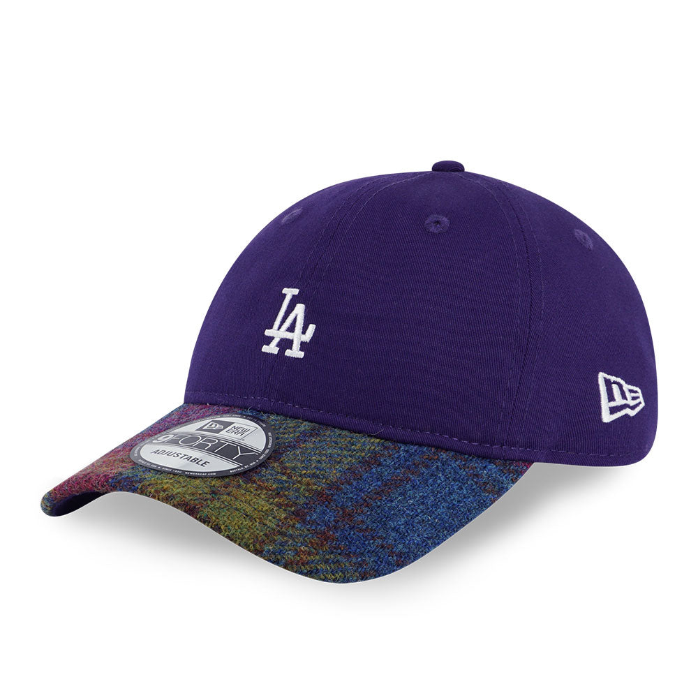 New Era Los Angeles Dodgers MLB Harris Tweed Mini Logo Purple 9FORTY Unstructured Adjustable Cap