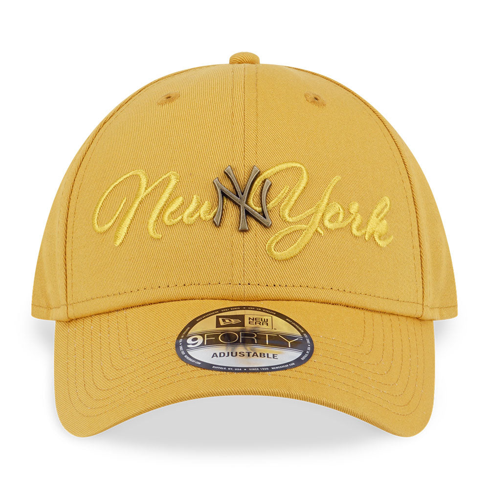 New Era New York Yankees MLB Metal Crest Yellow Mustard 9FORTY Adjustable Cap