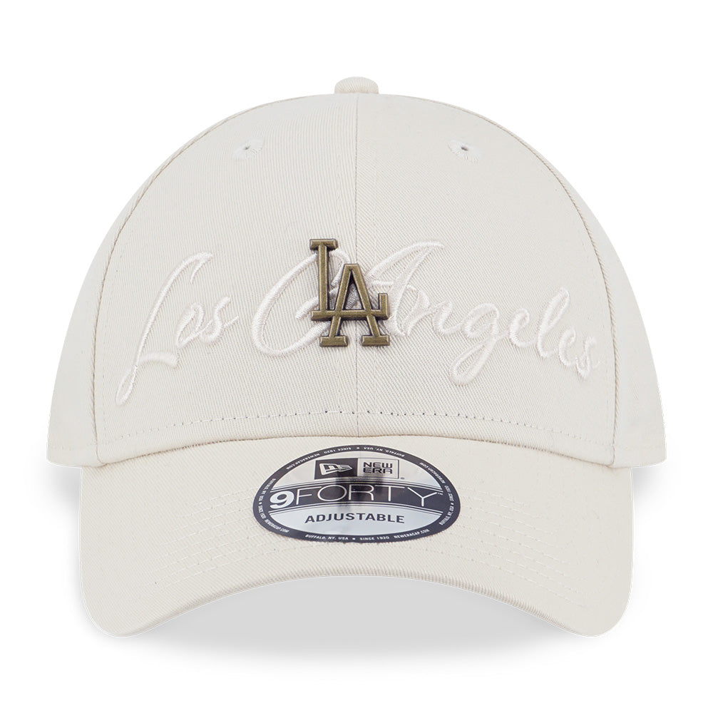 New Era Los Angeles Dodgers MLB Metal Crest Light Cream 9FORTY Adjustable Cap